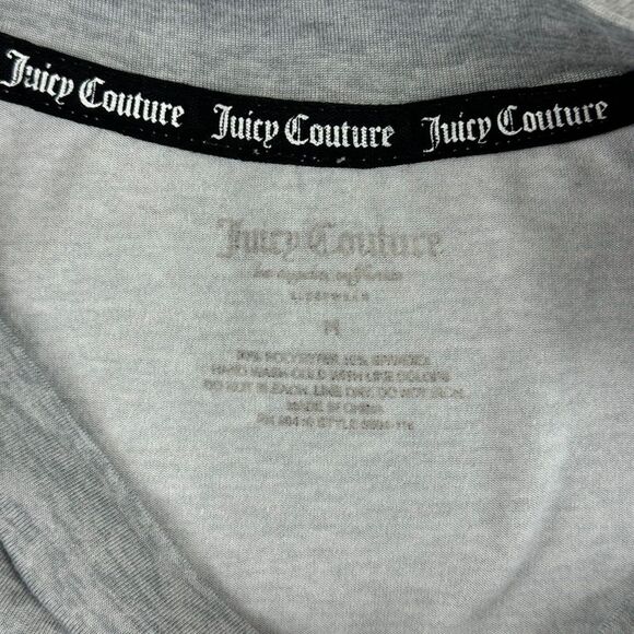 Juicy Couture Shirt Womens Medium Heather Grey Crew Neck Tee Glitter Super Soft - Picture 2 of 9